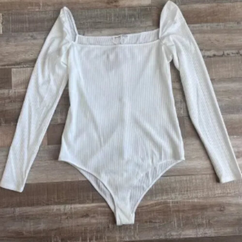 Reformation Gaia Bodysuit - White Rib - Size XL - NWT